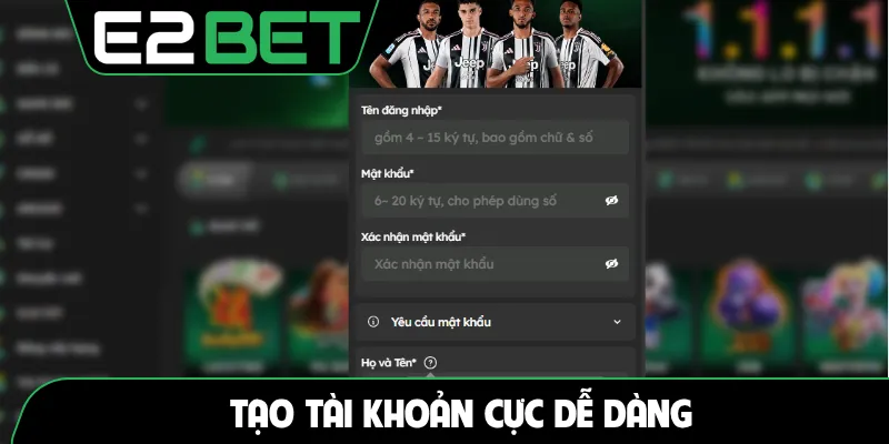 Tạo tài khoản cực dễ dàng