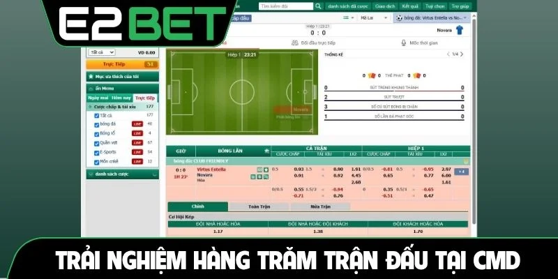 Trải nghiệm hàng trăm trận đấu tại nhà cung cấp CMD